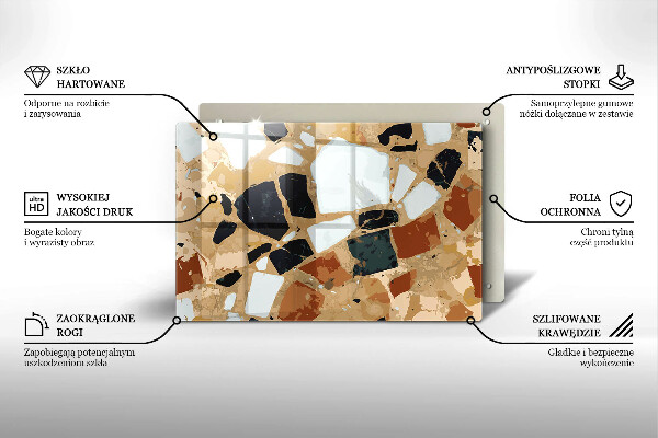 Steklena podloga za rezanje Plošča z okrasnimi kamni