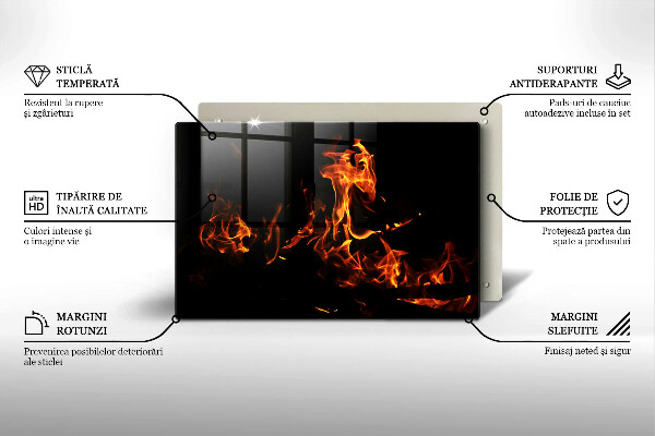 Steklena podloga za rezanje Prižgi živi plamen