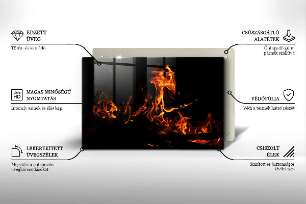 Steklena podloga za rezanje Prižgi živi plamen