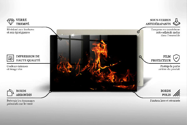 Steklena podloga za rezanje Prižgi živi plamen