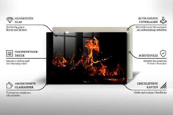 Steklena podloga za rezanje Prižgi živi plamen