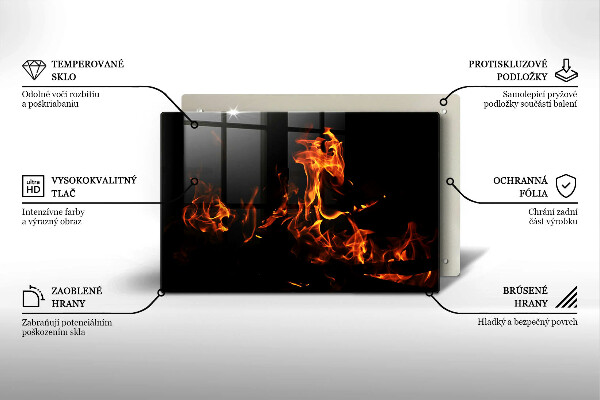 Steklena podloga za rezanje Prižgi živi plamen