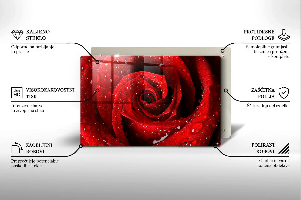 Steklena podloga za rezanje Cvetni listi vrtnice