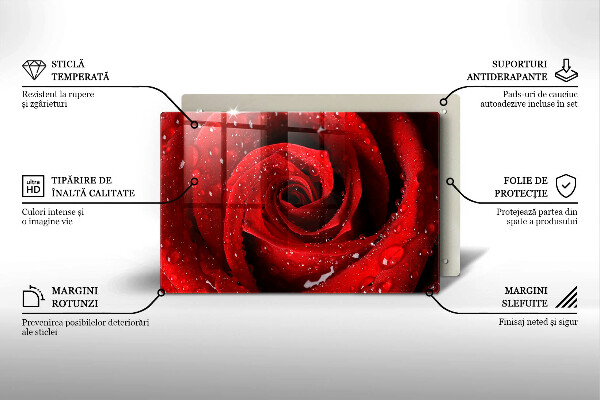 Steklena podloga za rezanje Cvetni listi vrtnice