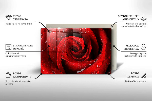 Steklena podloga za rezanje Cvetni listi vrtnice