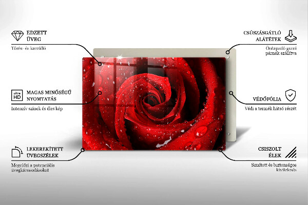 Steklena podloga za rezanje Cvetni listi vrtnice