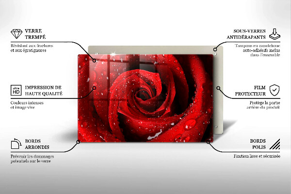Steklena podloga za rezanje Cvetni listi vrtnice