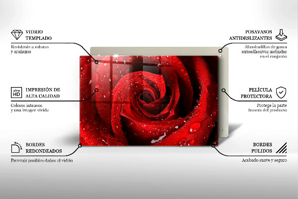Steklena podloga za rezanje Cvetni listi vrtnice