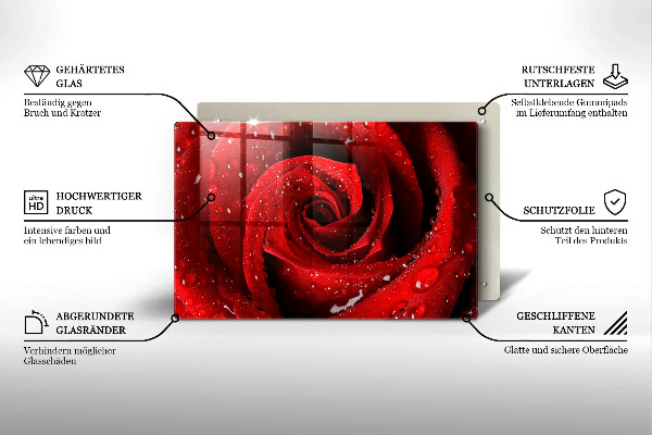 Steklena podloga za rezanje Cvetni listi vrtnice