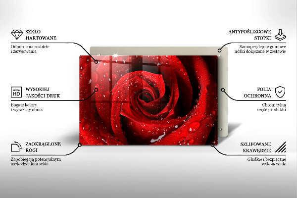 Steklena podloga za rezanje Cvetni listi vrtnice