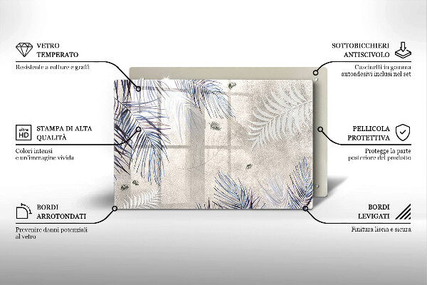 Steklena podloga za rezanje Subtilni listi