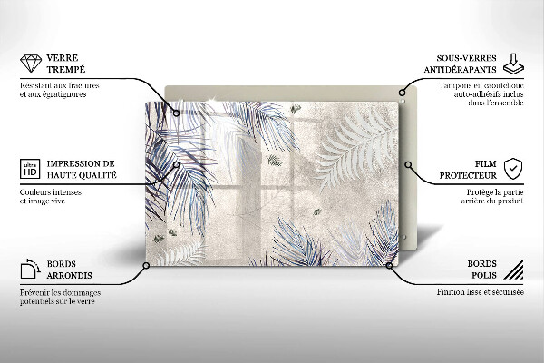 Steklena podloga za rezanje Subtilni listi