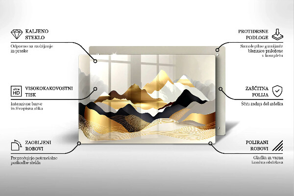 Steklena podloga za rezanje Abstraktne zlate gore