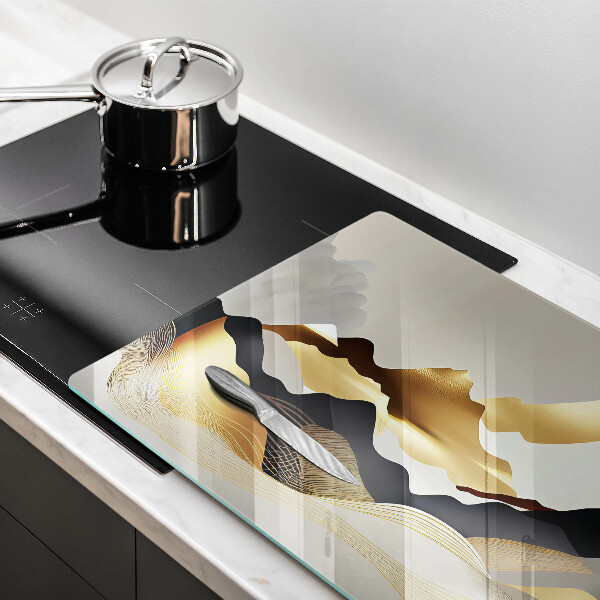 Steklena podloga za rezanje Abstraktne zlate gore