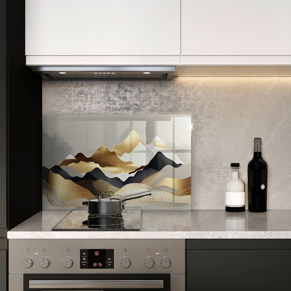 Steklena podloga za rezanje Abstraktne zlate gore