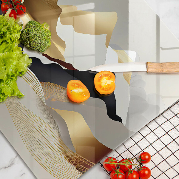 Steklena podloga za rezanje Abstraktne zlate gore