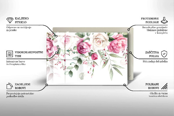 Steklena podloga za rezanje Akvarel vrtnice