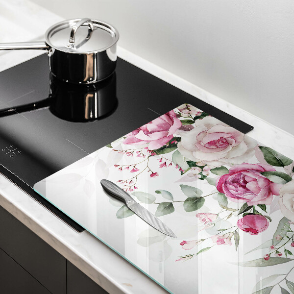 Steklena podloga za rezanje Akvarel vrtnice