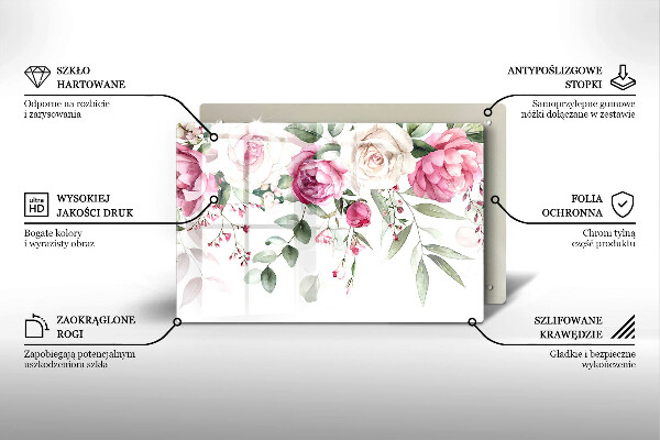 Steklena podloga za rezanje Akvarel vrtnice