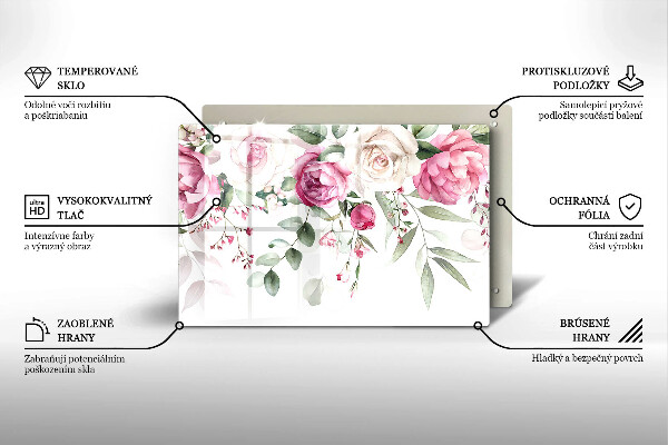 Steklena podloga za rezanje Akvarel vrtnice