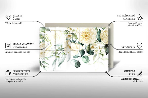 Steklena podloga za rezanje Akvarelne rože