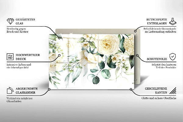 Steklena podloga za rezanje Akvarelne rože