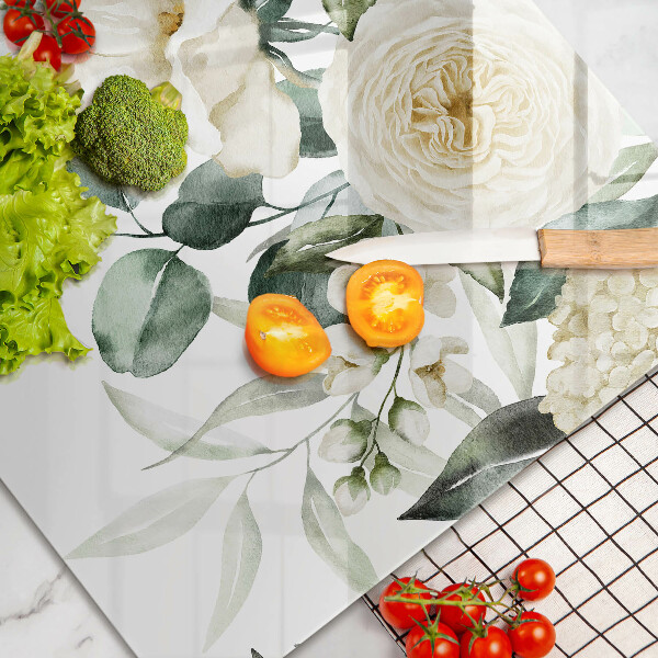 Steklena podloga za rezanje Akvarelne rože