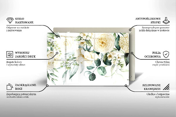 Steklena podloga za rezanje Akvarelne rože