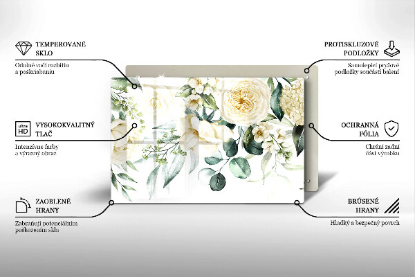 Steklena podloga za rezanje Akvarelne rože