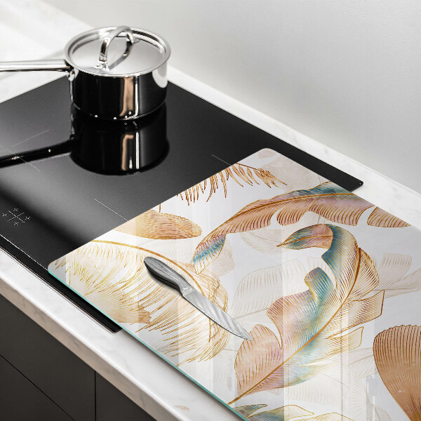 Steklena podloga za rezanje Boho perje in listi