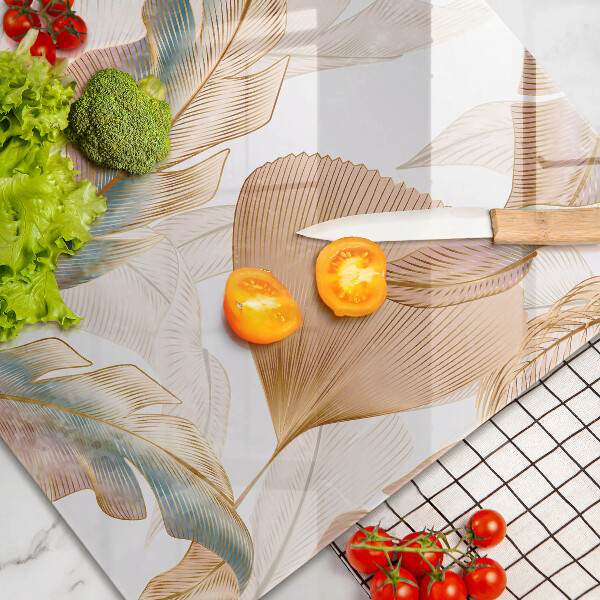 Steklena podloga za rezanje Boho perje in listi