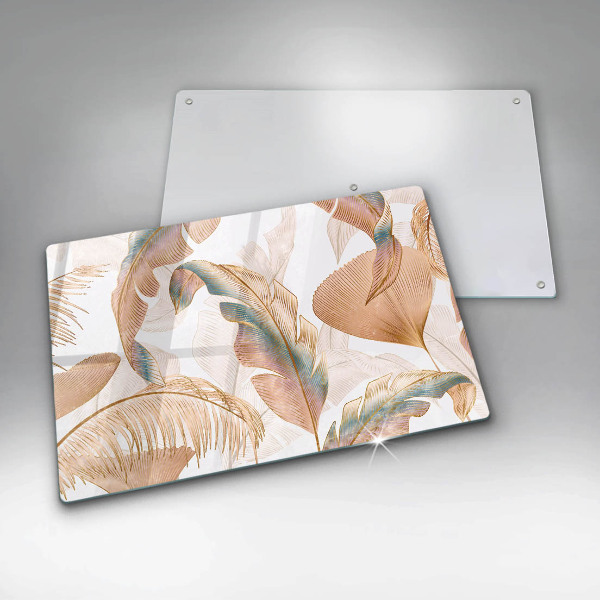 Steklena podloga za rezanje Boho perje in listi