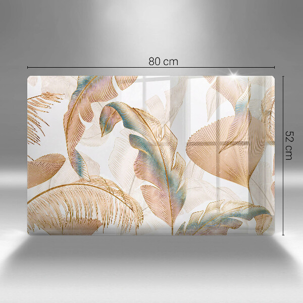 Steklena podloga za rezanje Boho perje in listi