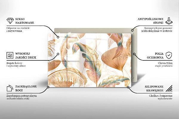 Steklena podloga za rezanje Boho perje in listi