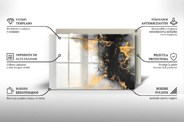 Steklena podloga za rezanje Abstrakcija z zlatom