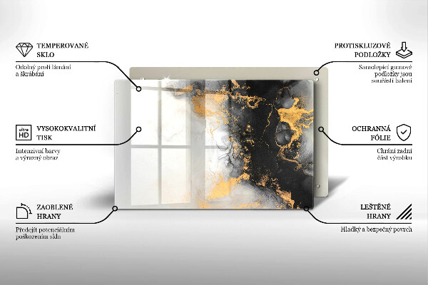 Steklena podloga za rezanje Abstrakcija z zlatom