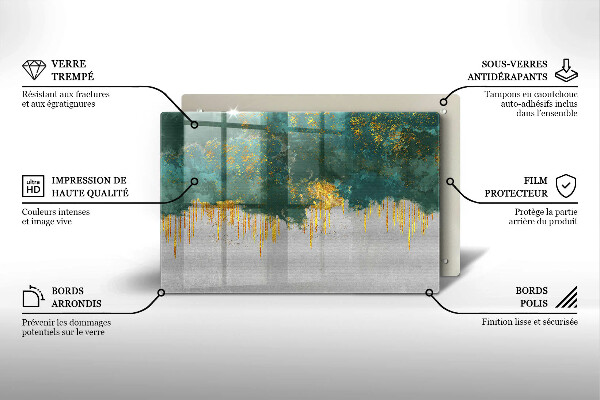 Steklena podloga za rezanje Abstrakcija z zlatom