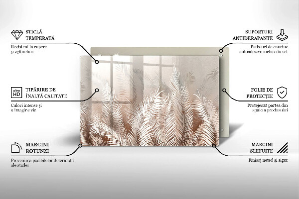 Steklena podloga za rezanje Boho rastlinski listi