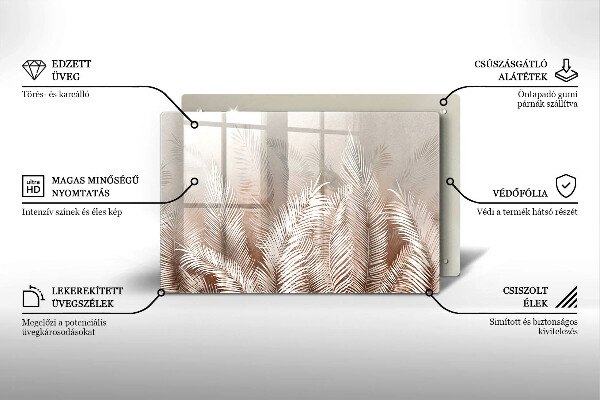 Steklena podloga za rezanje Boho rastlinski listi