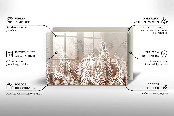 Steklena podloga za rezanje Boho rastlinski listi