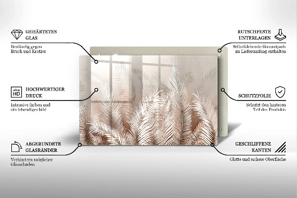 Steklena podloga za rezanje Boho rastlinski listi