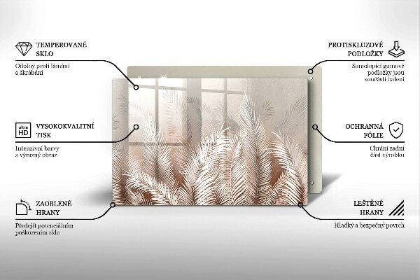 Steklena podloga za rezanje Boho rastlinski listi