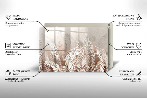 Steklena podloga za rezanje Boho rastlinski listi