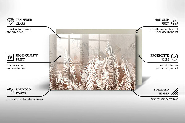 Steklena podloga za rezanje Boho rastlinski listi