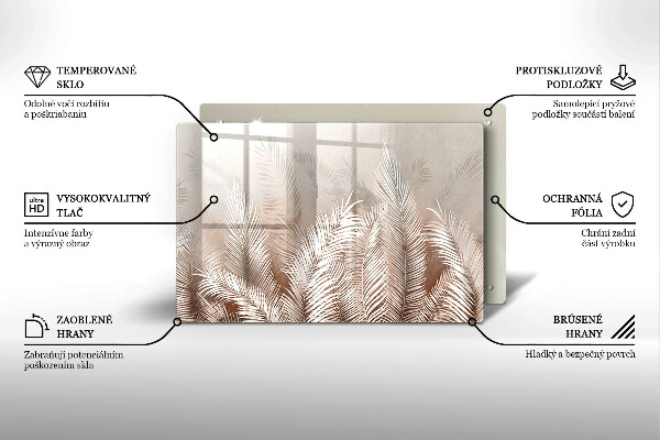 Steklena podloga za rezanje Boho rastlinski listi