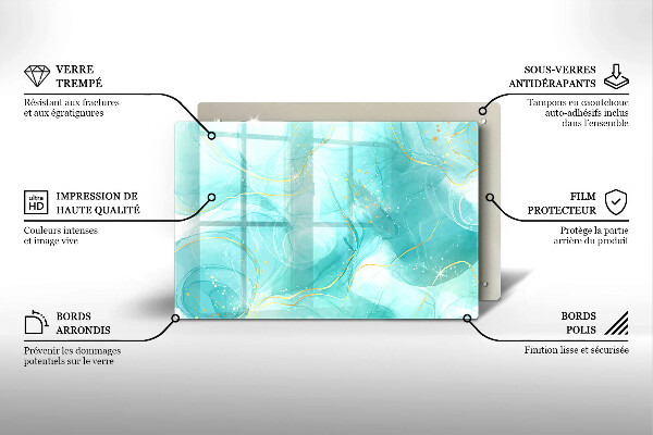 Steklena podloga za rezanje Modra in zlata abstrakcija