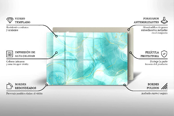 Steklena podloga za rezanje Modra in zlata abstrakcija