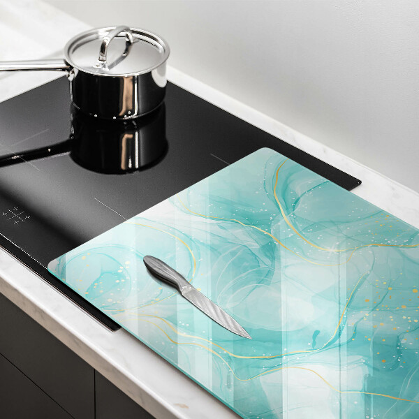 Steklena podloga za rezanje Modra in zlata abstrakcija