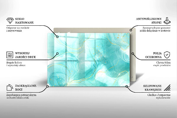 Steklena podloga za rezanje Modra in zlata abstrakcija