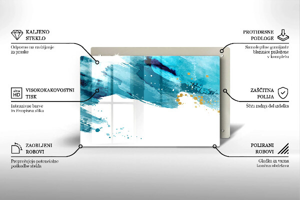 Steklena podloga za rezanje Modre lise